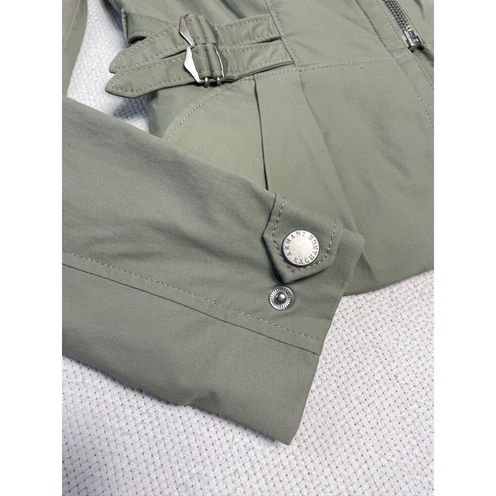 Armani Exchange A|X Sage Green Moto Jacket Women's XS Lightweight Buckle Detail - Picture 4 of 13